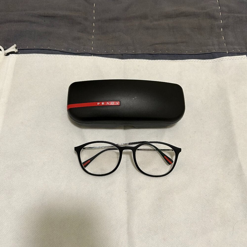 Prada VPS 04H Eyeglasses Unisex Black Silver